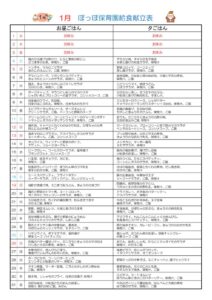 令和7年度１月献立表ぽっぽのサムネイル